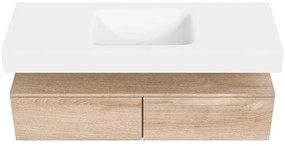 Zaro Alan badmeubel 130cm washed oak 2 lades met vrijhangende wastafel cloud midden 1 kraangat talc