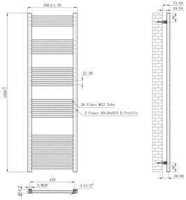 Eastbrook Wendover handdoekradiator 50x160cm 589W messing geborsteld