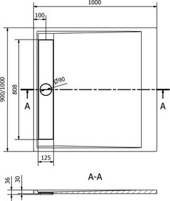Mexen Amon vierkante douchebak SMC 100 x 100 cm, wit - 4F101010