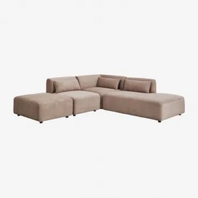 3-delige Modulaire Hoekbank Met Rechter Chaise Longue En Poef Fogler Corduroy Kameelbruin - Sklum