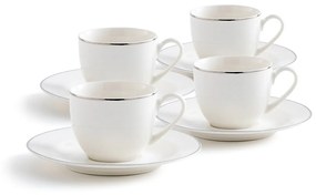 Set van 4 tassen/ondertassen voor koffie Histoire Argent