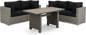 Dining Loungeset 4 personen Wicker Zwart  Garden Collections Toronto/Lusso