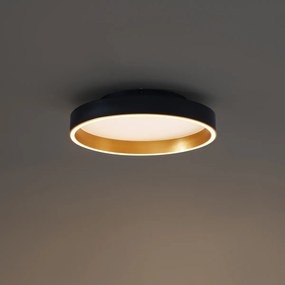 Design plafondlamp zwart met goud 40cm incl. LED 3-way switch - Ingo