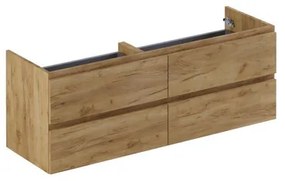 Thebalux Type wastafelonderkast 4 lades 4 x lade met houten greeplijst wand MDF/spaanderplaat sequoia 1TY140041SQ