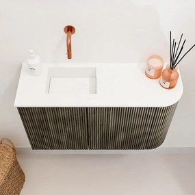 Mondiaz Joya 70cm toiletmeubel ronding rechts shadow met wastafel faye links zonder kraangat talc