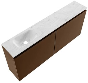 Mondiaz Ture DLux toiletmeubel 120cm rust met wastafel opalo links met kraangat