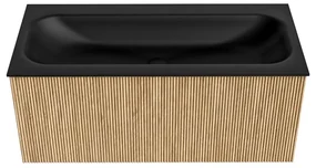 Mondiaz Kurve 100cm badmeubel oak met 1 lade en wastafel big medium midden 1 kraangat urban
