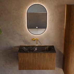 Mondiaz Kurve-dlux 80cm badmeubel dusk met 1 lade en wastafel big small midden zonder kraangat lava
