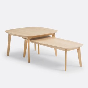 Set van eiken gefineerde salontafels, Janice