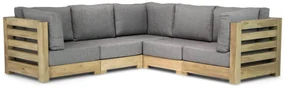Hoek loungeset 5 personen Teak Old teak greywash  Santika Furniture Santika
