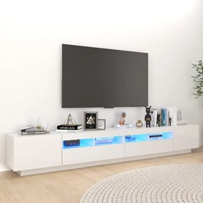 vidaXL Tv-meubel met LED-verlichting 260x35x40 cm hoogglans wit