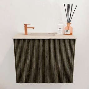 Mondiaz Joya DLux 50cm toiletmeubel shadow met wastafel faye links 1 kraangat frappe