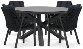 Tuinset Ronde Tuintafel 4 personen 125 cm Aluminium/rope Grijs Lifestyle Garden Furniture Verona/Livorno
