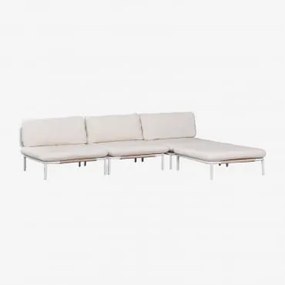 3-delige Modulaire Tuinbank Met Poef Van Staal Roubly Beige Amandelroos - Sklum