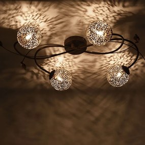 Landelijke plafondlamp 4-lichts in roestbruin - Kreta Klassiek / Antiek G9 rond Binnenverlichting Lamp