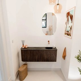 Mondiaz Joya DLux 110cm toiletmeubel ronding links walnut met wastafel faye rechts zonder kraangat lava