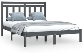 vidaXL Bedframe massief hout grijs 150x200 cm 5FT King Size