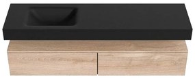 Zaro Alan badmeubel 170cm washed oak 2 lades met vrijhangende wastafel cloud links zonder kraangat urban