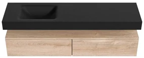 Zaro Alan badmeubel 170cm washed oak 2 lades met vrijhangende wastafel cloud links zonder kraangat urban