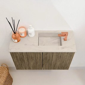 Mondiaz Joya DLux 60cm toiletmeubel dusk met wastafel faye rechts 1 kraangat opalo