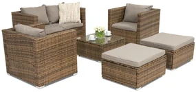 Roma Coffee 4 + 2 Garden Point bruin technorattan tuinmeubelen
