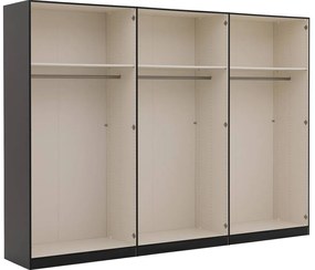 Goossens Kledingkast Easy Storage Ddk, Kledingkast 304 cm breed, 220 cm hoog, 4x glas draaideur en 2x spiegel draaideur midden