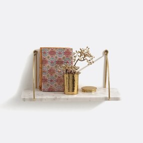 Wandplank in marmer en messing L40 cm, Fitia