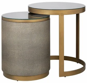 Richmond Interiors Bloomville Bijzettafel Set Leder Hotel Chique - 50x50x55cm.