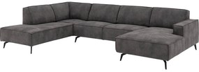 Goossens Hoekbank Hercules donkergrijs, microvezel, 2,5-zits, modern design met ligelement links