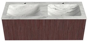 Mondiaz Kurve-dlux 120cm badmeubel ruby met 1 lade en wastafel leaf dubbel 2 kraangaten opalo