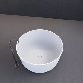 Polysan Estatis vrijstaand bad rond wit mat mineraalmarmer 110x110cm