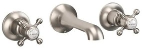 Crosswater Belgravia Wastafelkraan - inbouw - 3 gats - kruisgreep - 14.1cm uitloop - geborsteld nikkel BL131WNL