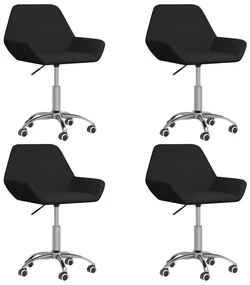 vidaXL Eetkamerstoelen draaibaar 4 st stof zwart