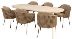 Hampton Molina dining tuinset 240x105xH75 cm 7 delig mortex amber 4 Seasons Outdoor
