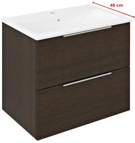 Sapho Cirasa Compact badmeubel 60cm donkerbruin eiken met witte wastafel