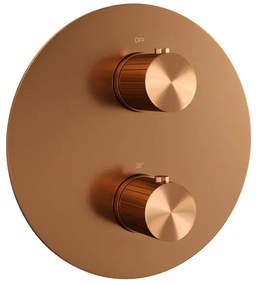 BRAUER Stripe 3-weg Inbouwthermostaat - rond - in- en afbouwdelen - koper geborsteld PVD 5-GK-354