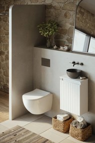 Fontana Bano toiletmeubel ribbelfront mat wit 40x22cm met mat zwarte waskom