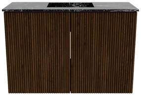 Mondiaz Joya DLux 60cm toiletmeubel walnut met wastafel faye midden zonder kraangat lava