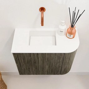 Mondiaz Joya 50cm toiletmeubel ronding rechts shadow met wastafel faye links zonder kraangat talc