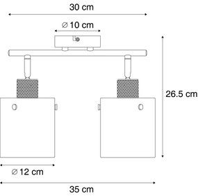 Design plafondspot brons met helder glas 2-lichts - Domo