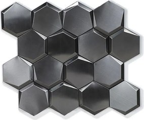 Zelfklevende 3D Tegel Cubi Metal - 26 cm x 30 cm x 0.60 cm | 0.5 kg | Paneli zelfklevende steenstrips