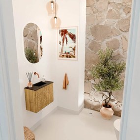 Mondiaz Joya 50cm toiletmeubel oak met wastafel faye rechts zonder kraangat urban