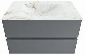 Mondiaz Vica DLux badmeubel 80cm plata 2 lades met wastafel frappe midden 1 kraangat