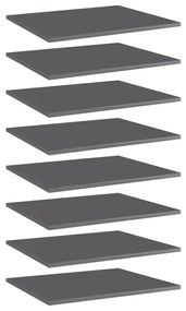 vidaXL Wandschappen 8 st 60x50x1,5 cm spaanplaat hoogglans grijs