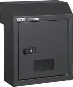 VEVOR Inbouwbrievenbus, 305 x 155 x 360 mm, brievenbus voor deurtoegang, 43 mm, robuust staal, cijferslot voor brieven, sleutels, thuis, kantoor, donkergrijs