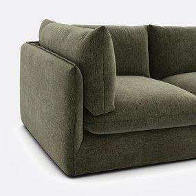 Modulaire 3-zitsbank met poef, gemêleerd polyester, Malo