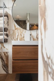 Fontana Elena badkamermeubel 80cm walnoot met solid surface wastafel 1 kraangat