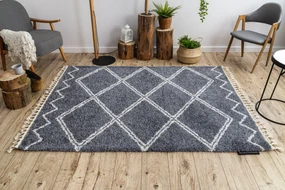 Tapijt BERBER ASILA B5970 grijskleuring / witrand ,  Barber , marokkaanse shaggy