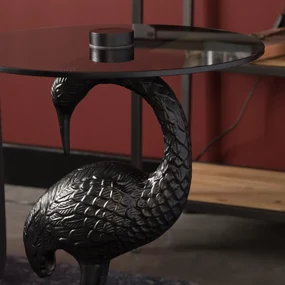 Dutchbone Crane Vogelfiguur Bijzettafel Zwart - 40 X 40cm.