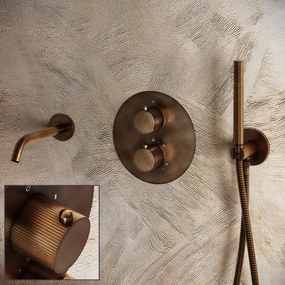 Saniclear Antique Stripes inbouw badkraan rond verouderd messing